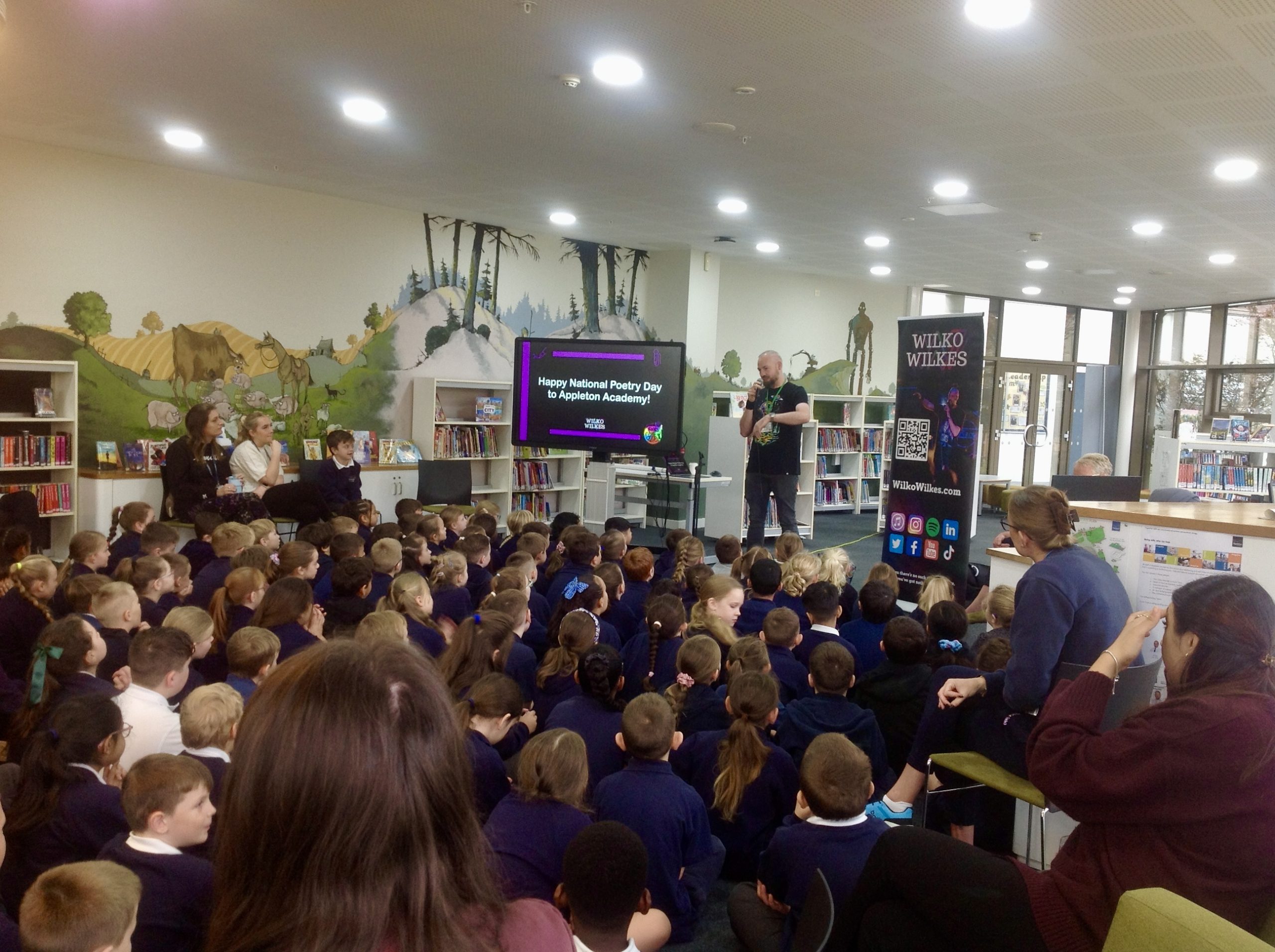 Wilko Wilkes delivering a workshop on National Poetry Day at Appleton Academy